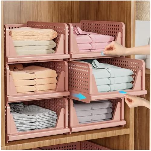 SNSLXH 5-Pack Stackable Closet Organizer Box