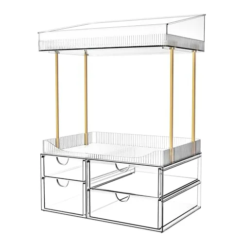 SNSLXH 4-Tier Clear Makeup Organizer